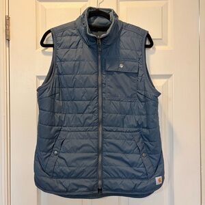 Carhartt Women's Amoret Reversible Vest Blue Plaid Size Medium